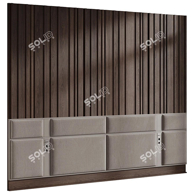 Customized Soft Panel Headboard 3D model image 1