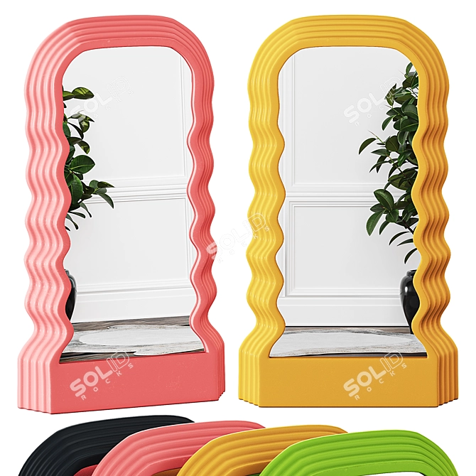 Title: Nordic Artistic Wavy Mirror 3D model image 1