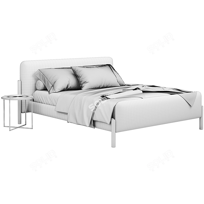 Contemporary Fabric Metal Bed Frame 3D model image 4