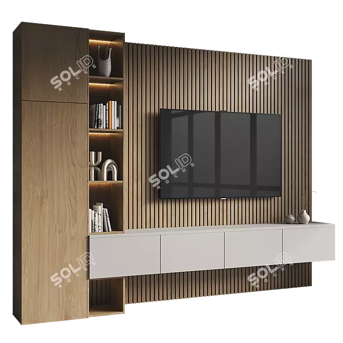 Modern TV Wall Set 081 3D model image 1