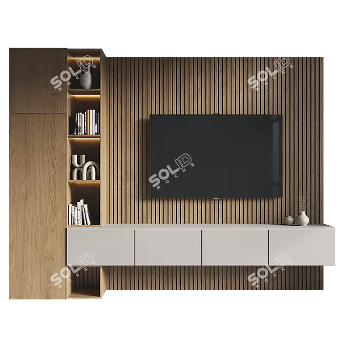 Modern TV Wall Set 081 3D model image 2