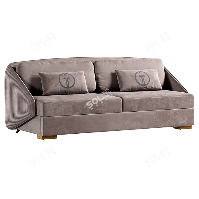 Luxury Dark Brown Palazzo Sofa 3D model image 2