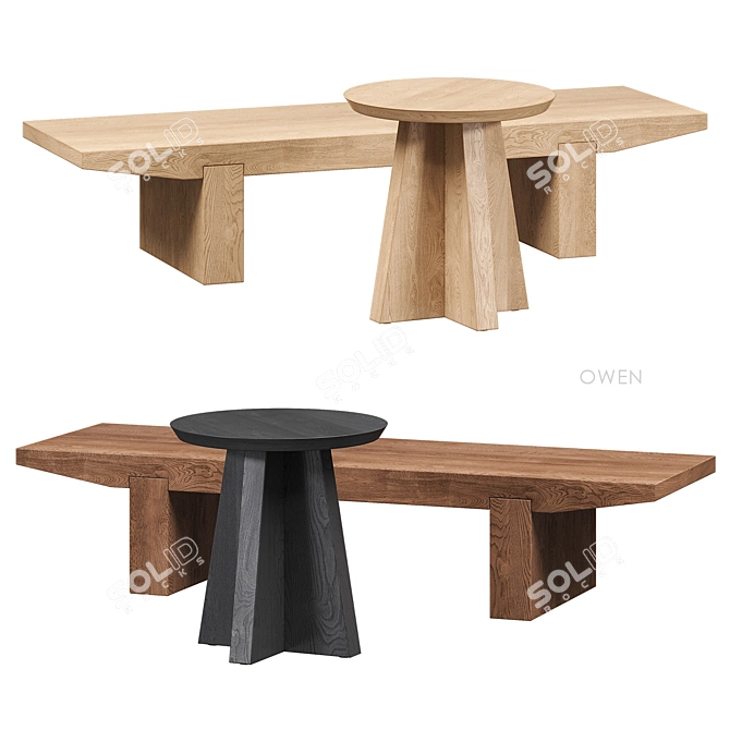 Owen Wood Coffee Side Table 3D model image 1