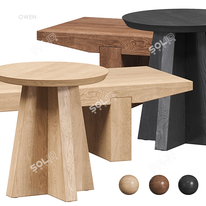 Owen Wood Coffee Side Table 3D model image 4