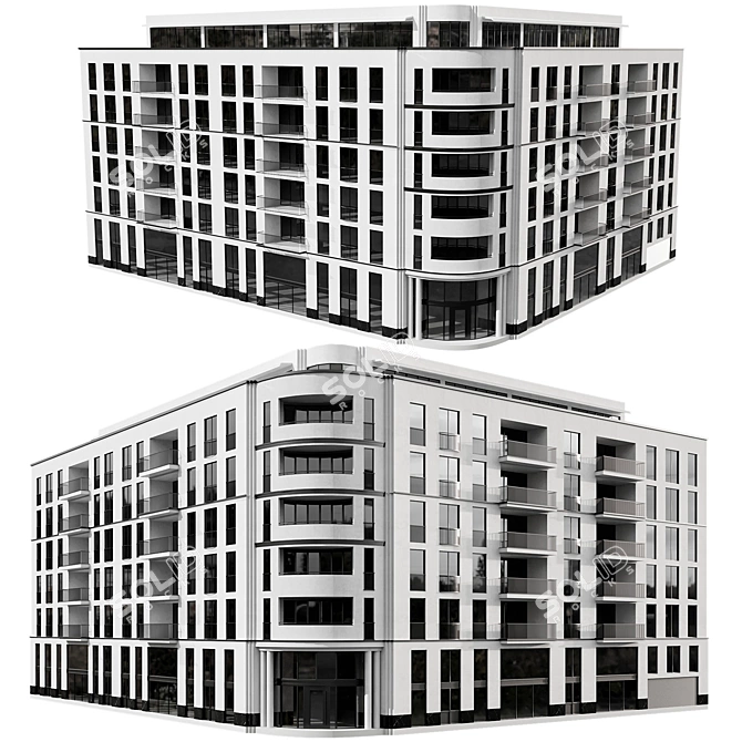 Multi-Floor Building Model Kit 3D model image 1