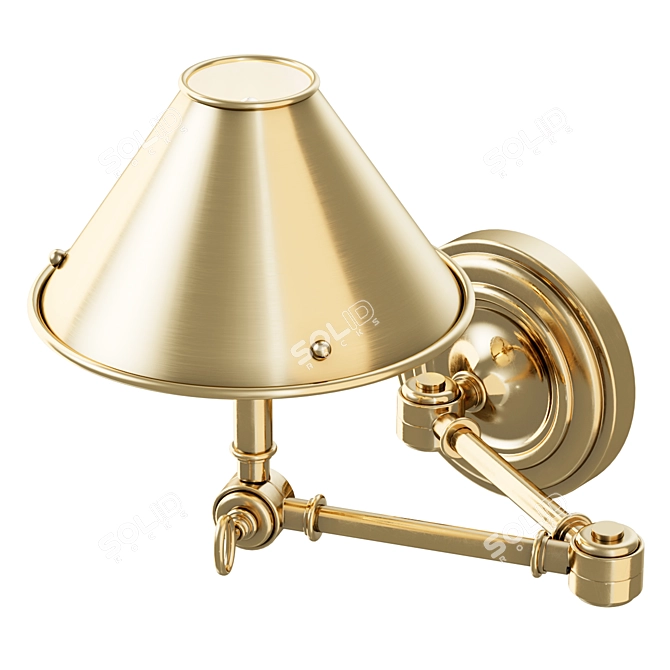 Elegant Brass Swing Arm Sconce 3D model image 3