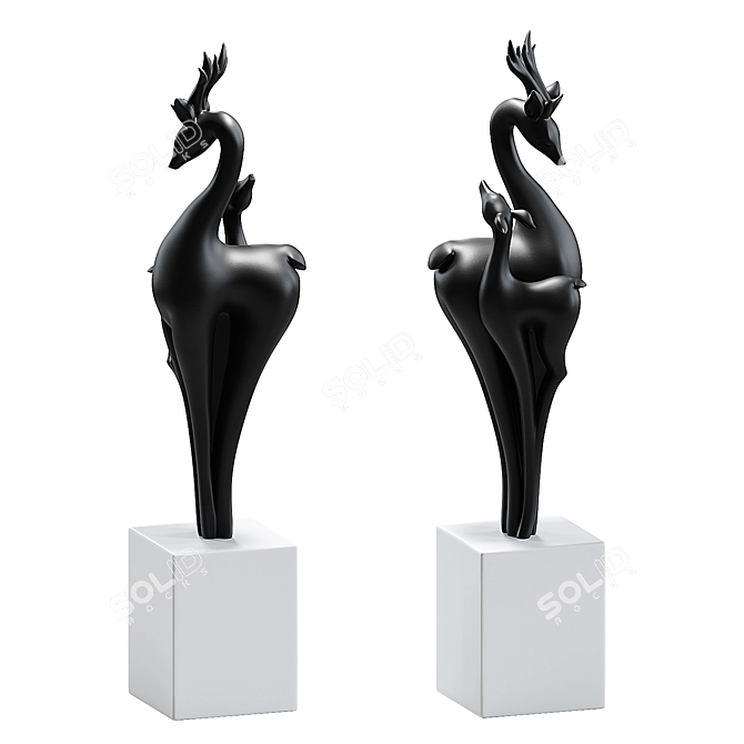 Deer Sculpture in Duo Colors 3D model image 1