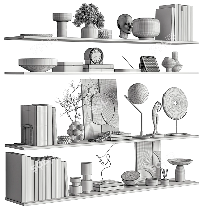 Russian Decorative Shelves Display Set 3D model image 7