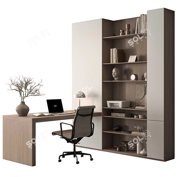 Modern Office Desk Set 637 3D model image 1