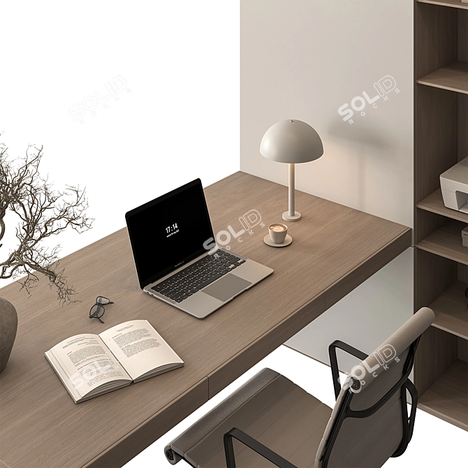 Modern Office Desk Set 637 3D model image 3