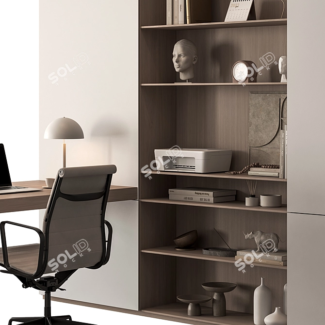 Modern Office Desk Set 637 3D model image 4