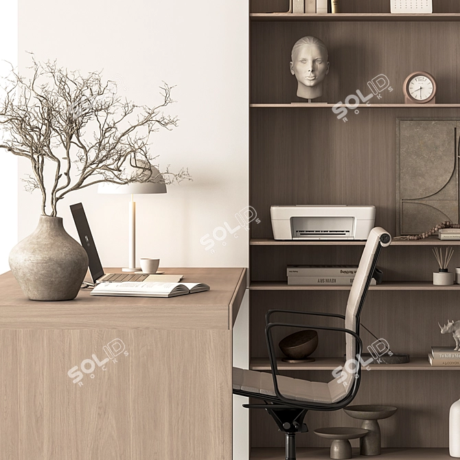 Modern Office Desk Set 637 3D model image 5