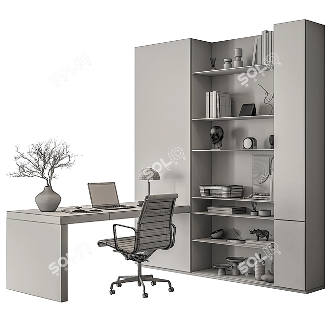 Modern Office Desk Set 637 3D model image 6