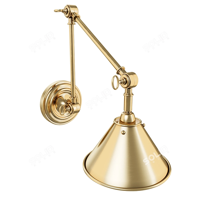 Brass Articulating Library Sconce 3D model image 2