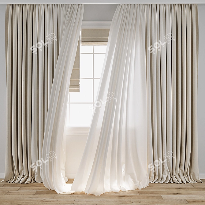 Minimalist Curtain 3D Model Pack 3D model image 1