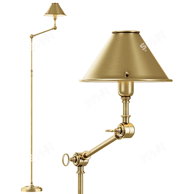 Streamlined Brass Anette Floor Lamp 3D model image 1