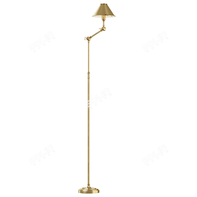 Streamlined Brass Anette Floor Lamp 3D model image 2