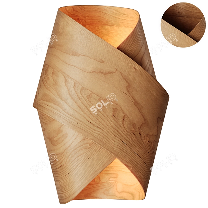 Handmade Wood Veneer Wall Lamp 3D model image 1