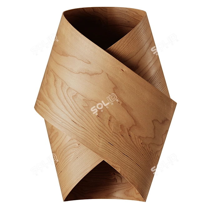 Handmade Wood Veneer Wall Lamp 3D model image 2