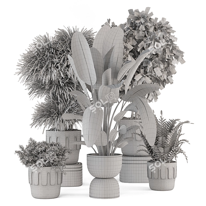 Rusty Concrete Pot Indoor Plants 3D model image 7