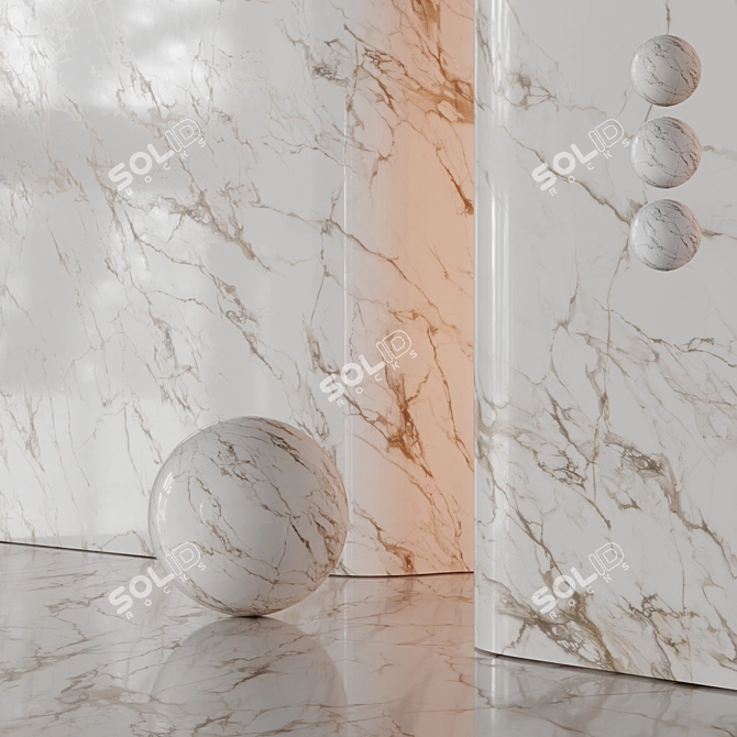 Marble Texture Set with Reflections 3D model image 1