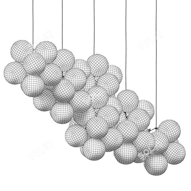 Black Bubble Chandelier, Frosted Cloud 3D model image 4