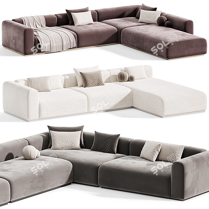 Braid Mahe Sectional Sofa Set 3D model image 2
