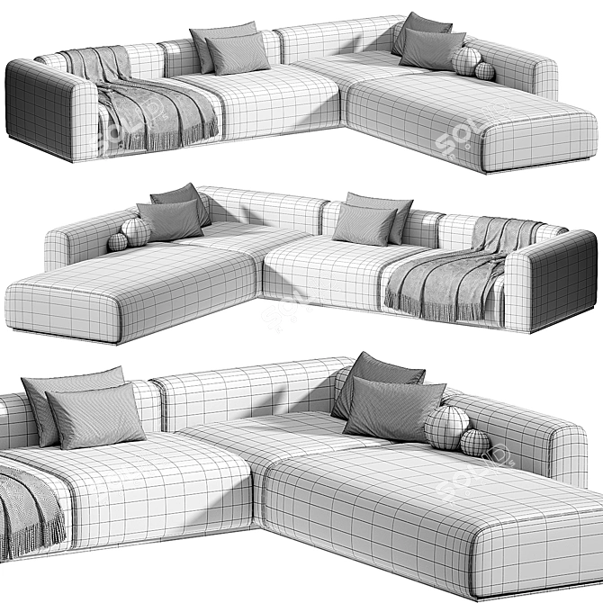Braid Mahe Sectional Sofa Set 3D model image 3