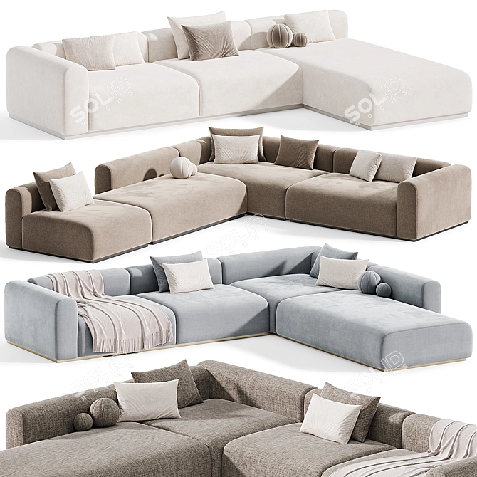 Braid Mahe Sectional Sofa Set 3D model image 4