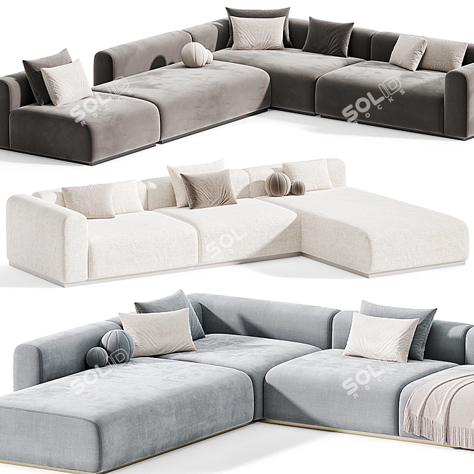 Braid Mahe Sectional Sofa Set 3D model image 7