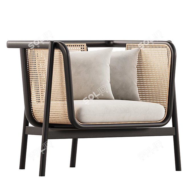 Sleek Cane Lounge Chair 3D model image 1