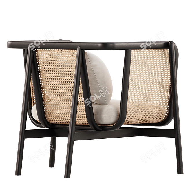 Sleek Cane Lounge Chair 3D model image 4