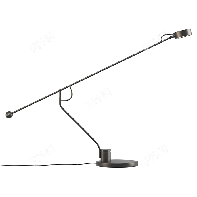 Minimalist Adjustable Black Table Lamp 3D model image 2