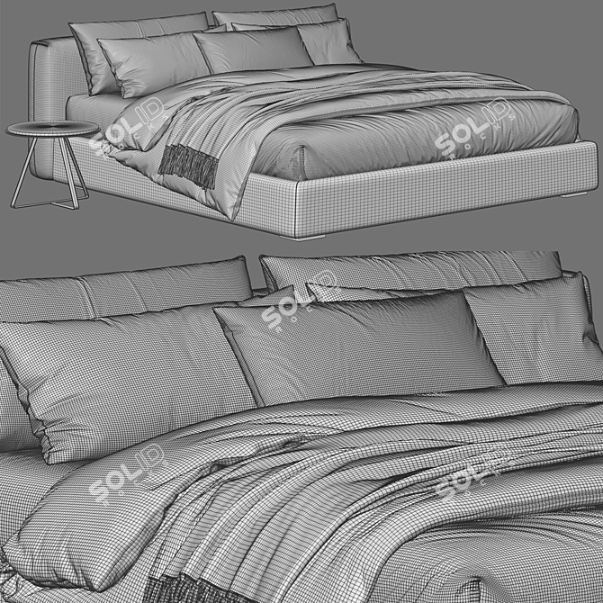 Modern Italian Flexform Asolo Bed 3D model image 4