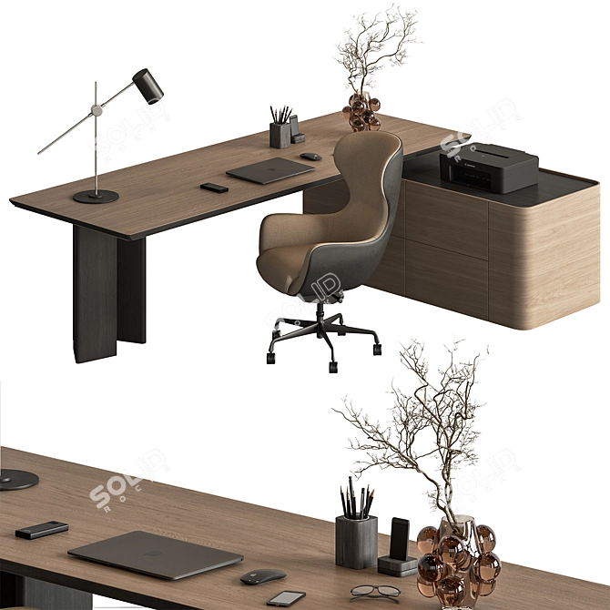 Modern Home Office Furniture Set 3D model image 1