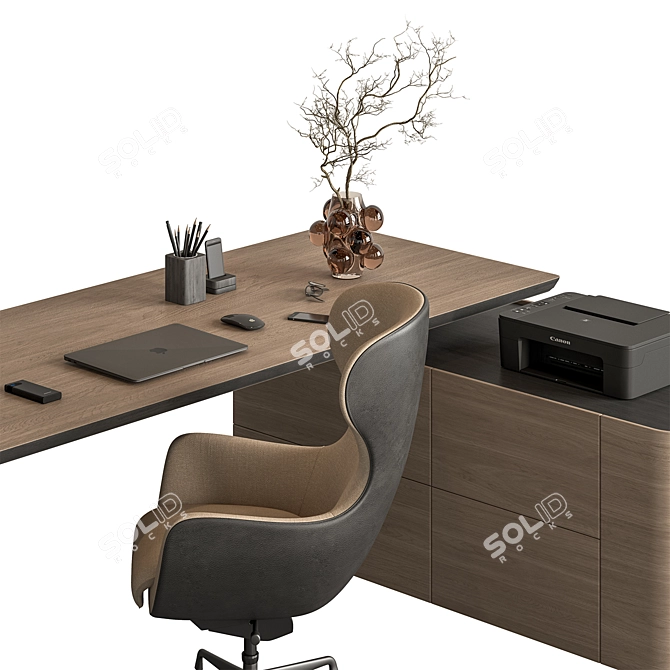 Modern Home Office Furniture Set 3D model image 2