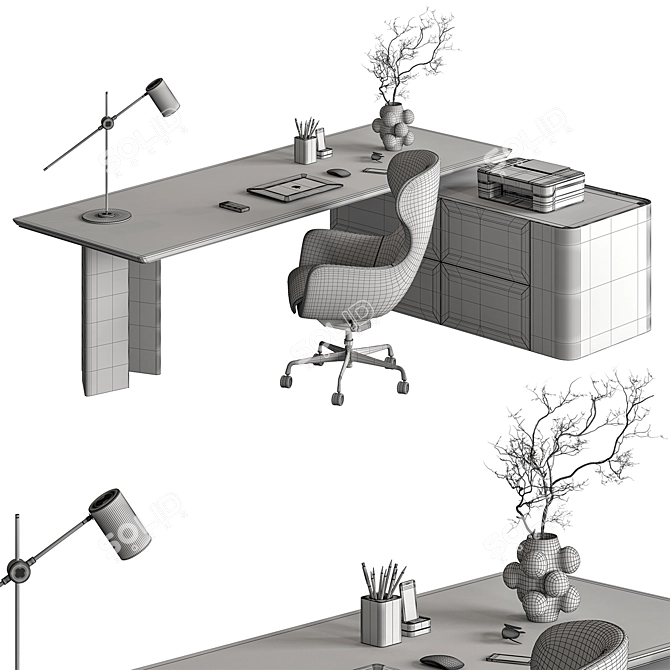 Modern Home Office Furniture Set 3D model image 4