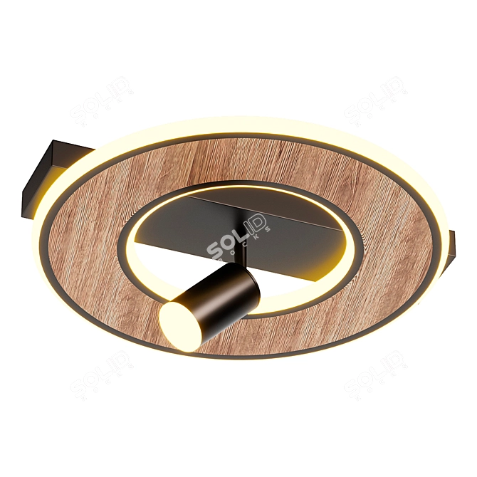 Contemporary Round Wood Ceiling Light 3D model image 1