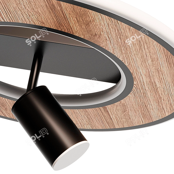 Contemporary Round Wood Ceiling Light 3D model image 2