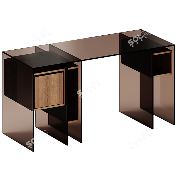 Modern Marcel Writing Desk with Bookcase 3D model image 2