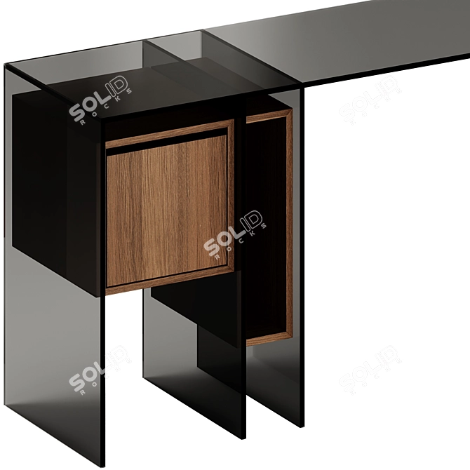 Modern Marcel Writing Desk with Bookcase 3D model image 3