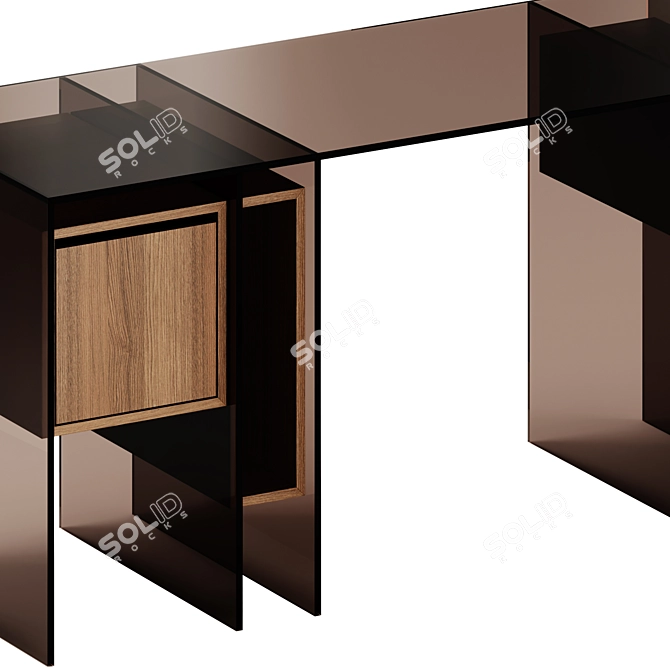 Modern Marcel Writing Desk with Bookcase 3D model image 4