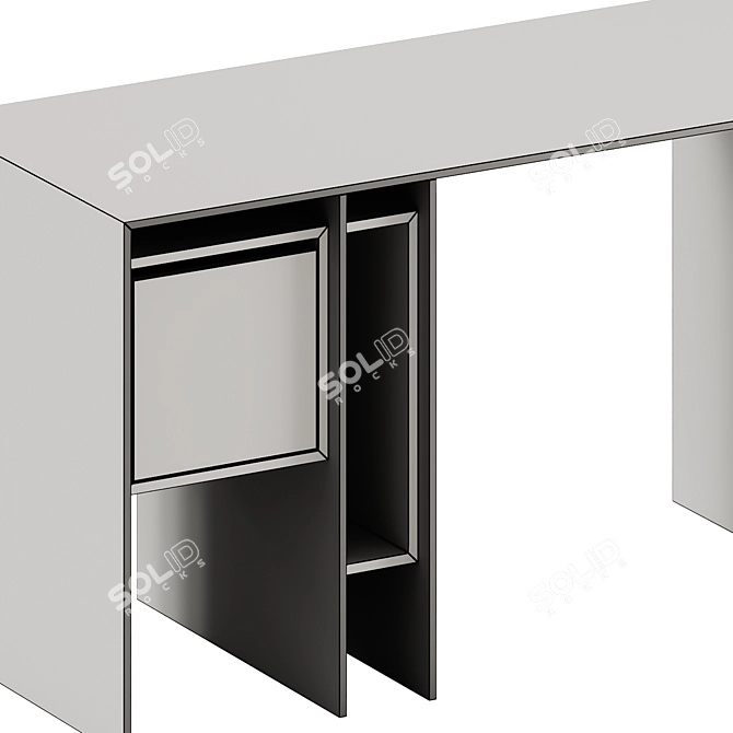 Modern Marcel Writing Desk with Bookcase 3D model image 6