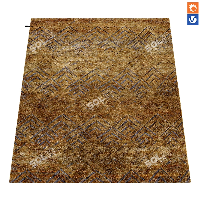 Artisan Gold Rug Texture Unique 3D model image 1