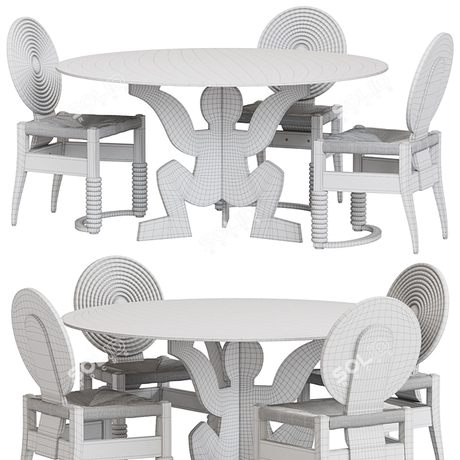 Modern Round Dining Table Set 3D model image 5