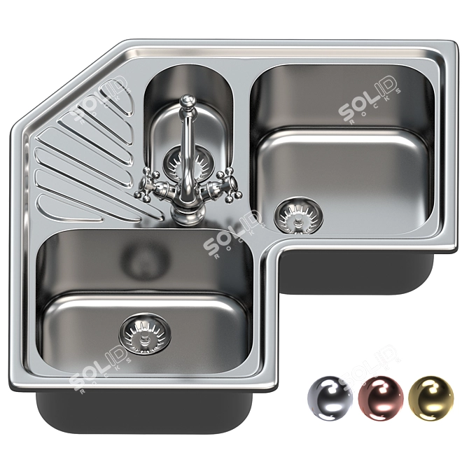 Elegant White Sink Set 3D model image 1