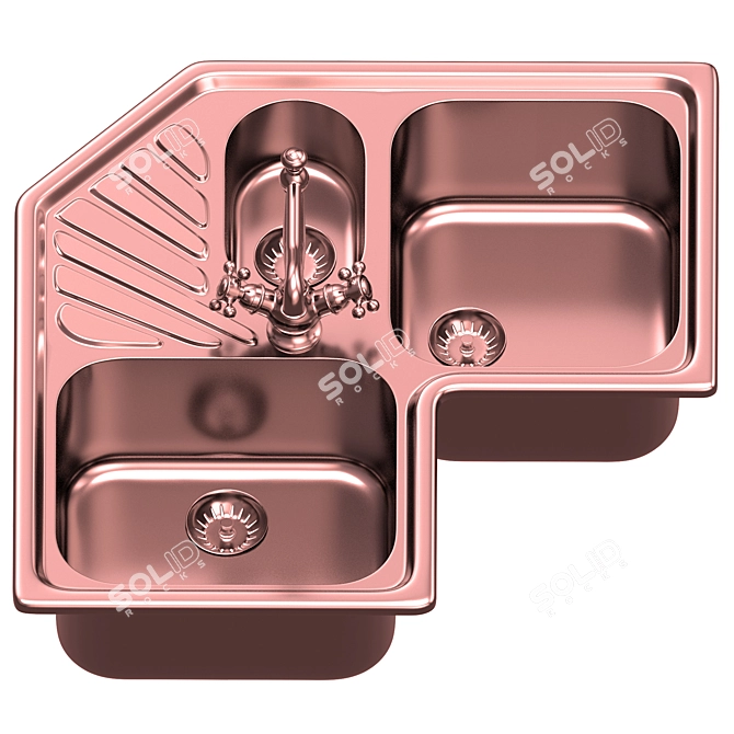 Elegant White Sink Set 3D model image 2