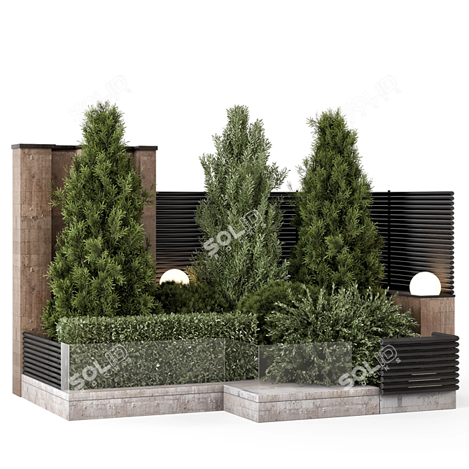 Lush Backyard Landscape Set 3D 3D model image 5