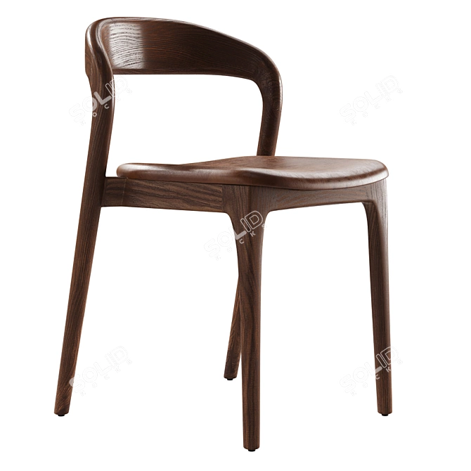 Modern Ash Wood Dining Chair 3D model image 2