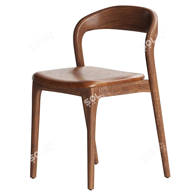 Modern Ash Wood Dining Chair 3D model image 3